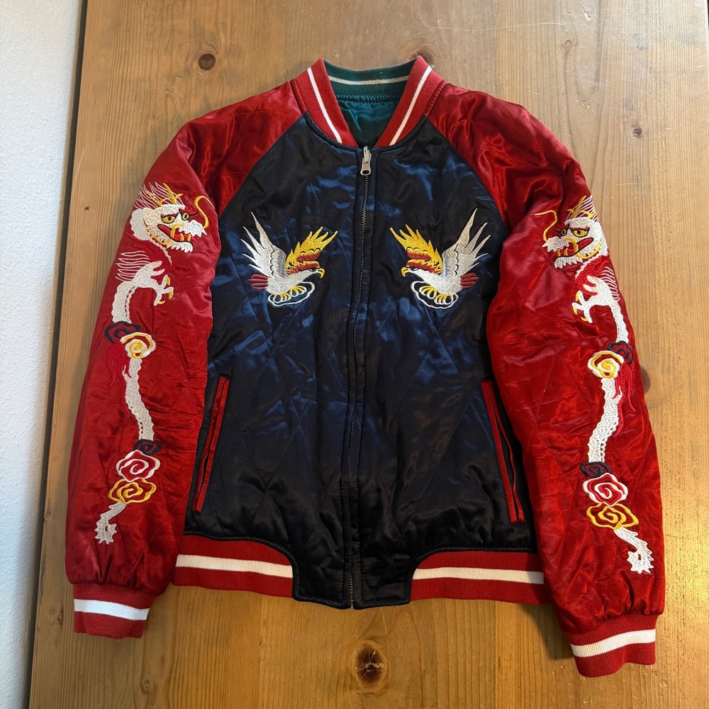 Topshop Reversible Souvenir Bomber Jacket Japan Korea Dragon Eagle EU 40 US 8